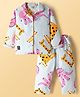 Enfance Core Cotton Woven Full Sleeves Animal Printed Co-Ords Shirt & Pyjama Night Suit - Light Blue