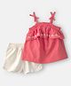Carter's Knit Sleeveless Top & Shorts Set with Floral Embroidery - Orange