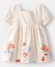 Carter's Cotton Woven Frock Half Sleeves Floral Printed Ivory 6-9 Months