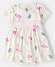Carter's Viscose Elastane Woven Half Sleeves Flamingo Printed Frock - Ivory
