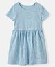 Carter's Cotton Woven Half Sleeves Floral Printed Frock - Light Blue