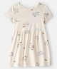 Carter's Cotton Woven Half Sleeves Floral Printed Frock - Ivory