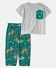 Carter's Knit Half Sleeves T-Shirt & Lounge Pant Set with Turtle Print (Color May Vary)