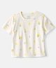 Carter's 100% Cotton Woven Half Sleeves Floral Printed Top - Ivory
