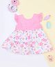 MAC WIN Cotton Blend Woven Frill Sleeves Floral Printed Dress - Pink