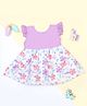 MAC WIN  Cotton Woven Frilled Sleeves Floral Printed Dress - Purple