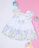 MAC WIN Cotton Woven Sleeveless Bow Applique Detailed Floral & Paisley Printed Dress - Purple
