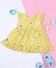 MAC WIN  Cotton Blend Woven Frill Sleeves Floral Printed Dress - Yellow