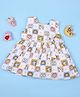 MAC WIN Cotton Blend Woven Sleeveless Animal Printed Dress - Yellow