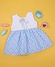 MAC WIN Cotton Blend Woven Sleeveless Polka Dots & Bunny Printed Dress - Blue