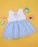 MAC WIN Cotton Blend Woven Sleeveless Polka Dots & Bunny Printed Dress - Blue