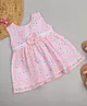 MAC WIN Cotton Blend Woven  Sleeveless Floral Printed Bow Applique Detailed Dress - Pink