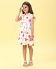 MAC WIN Cotton Woven Half Sleeves Polka Dots Printed Dress - Pink