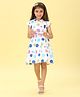 MAC WIN Cotton Woven Half Sleeves Polka Dots Printed Dress  - Blue