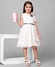 MAC WIN  Georgette Woven Sleeveless Floral Applique Detailed Polka Dots Printed Dress - Blue