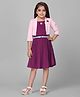 MAC WIN Georgette Woven Three Fourth Sleeves Floral Applique Detailed Dress & Jacket With Belt - Wine