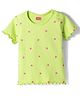 Babyhug Cotton Lycra Knit Half Sleeves T-Shirt with Heart Print - Limegreen