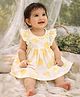 Somersault Cotton Woven Frill Sleeves Lemon Printed Dress - White