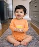 Somersault Cotton Knit Full Sleeves Lemon Printed Onesie - Orange