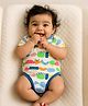 Somersault Cotton Knit Half Sleeves Abstract & Typography Printed Onesie - White