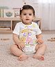 Somersault Cotton Knit Half Sleeves Animal Printed Onesie - White