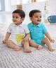 Somersault Cotton Knit Pack Of 2 Half Sleeves Sun Printed & Solid Onesies - White & Blue