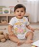 Somersault Cotton Knit Half Sleeves Animal Printed Onesie - White