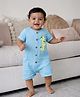 Somersault Cotton Knit Half Sleeves Lemons Printed Romper - Blue