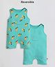 Somersault Cotton Woven Sleeveless Lemon Printed Reversible Romper - Green