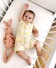 Somersault Cotton Knit Sleeveless Lemon Printed Romper - Off White