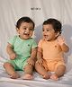 Somersault Cotton Knit Pack Of 2 Half Sleeves Textured  Rompers - Orange & Green