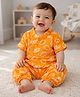 Somersault Cotton Woven Half Sleeves Lemons Printed Coordinating Jhabla & Pajama Set - Orange
