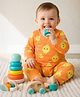 Somersault Cotton Woven Full Sleeves Lemons Printed Coordinating Jhabla & Pajama Set - Orange