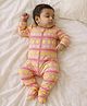 Somersault Cotton Knit Full Sleeves Fruits & Floral Printed Footed Sleepsuit - Pink