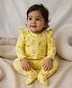 Somersault Cotton Knit Full Sleeves Fruits Printed Footed Sleepsuit -  Yellow