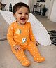 Somersault Cotton Knit Full Sleeves Fruits & Floral Printed Footed Sleepsuit - Orange