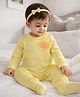 Somersault Cotton Knit Full Sleeves Sun Printed Footed Sleepsuit - Yellow