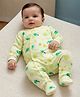 Somersault Cotton Knit Full Sleeves Fruits & Typography Printed Footed Sleepsuit - Yellow