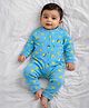 Somersault Cotton Knit Full Sleeves Lemon Printed Romper - Blue