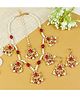Asthetika Beads & Kundan Stones Detailed Jewellery Set - Red & Pink