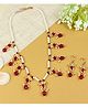 Asthetika Beads & Kundan Stones Detailed Jewellery Set  - Red