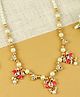 Asthetika Floral Designed Pearl & Kundan Stone Embellished Necklace - Pink
