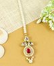 Asthetika Droplet Designed Pearl & Kundan Stone Embellished Maang Teeka - Red