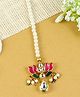 Asthetika Lotus Designed Pearl & Kundan Stone Embellished Maang Teeka - Pink