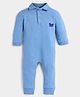 Somersault Cotton Knit Full Sleeves Cartoon Printed Romper - Blue