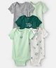 Carter's Cotton Woven Half Sleeves Bodysuits with Sport Theme Print Pack of 5 (Color May Vary)