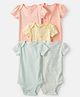 Carter's Cotton Woven Half Sleeves Checkered Bodysuits with Tropical Theme Print Pack of 5 (Color May Vary)