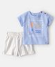 Carter's Cotton Knit Half Sleeves T-Shirt & Shorts Set with Nautical Theme Print & Stripes - Blue