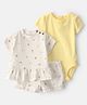 Carter's Cotton Knit Half Sleeves Striped Top & Shorts Set with Onesie (Color May Vary)