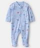 Carter's Cotton Woven Full Sleeves Sea Life Theme Printed Footed Sleep Suit  - Blue